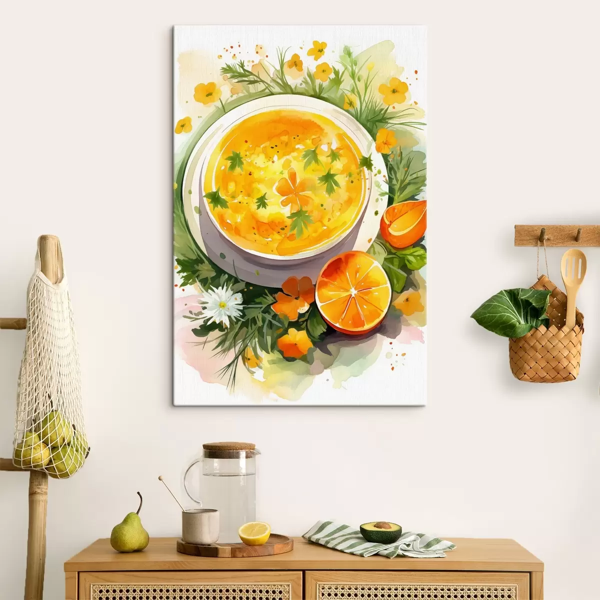 Pilt Kõrvitsasupp, akvarell, sügisvärvid, oranž s41170