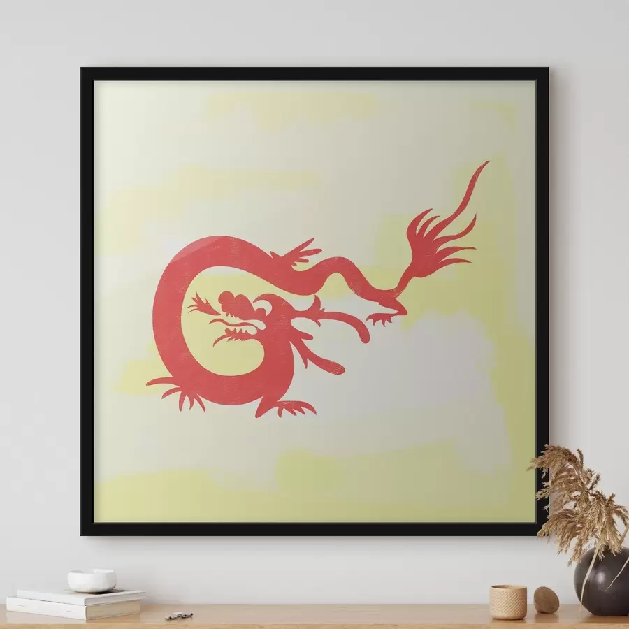 Fototapeedid Punane draakon kollasel taustal f38338