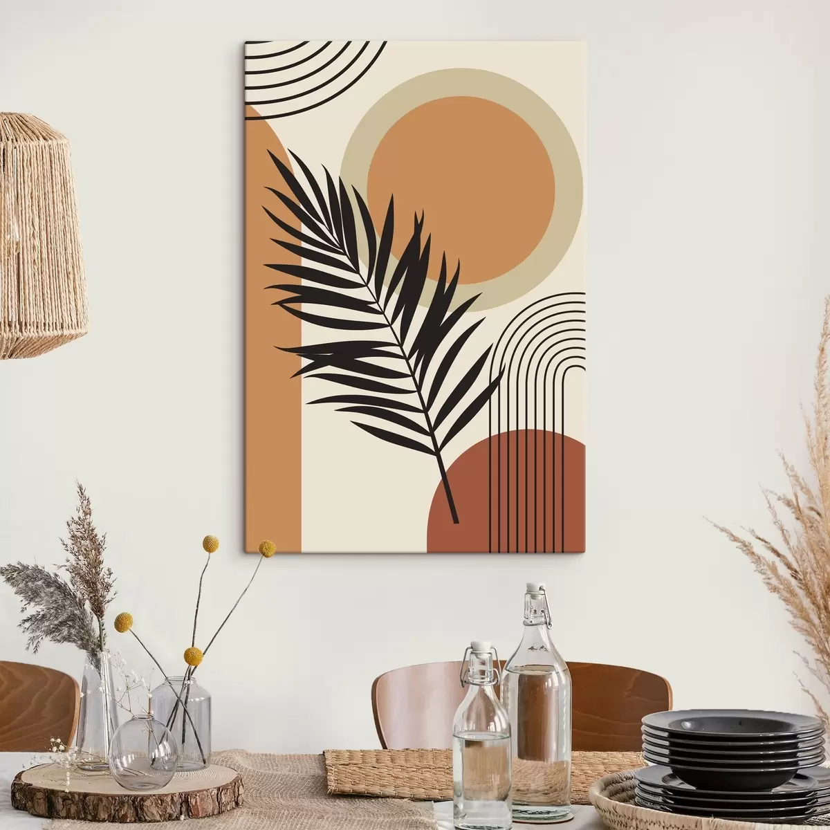 Pilt Palmileht geomeetrilisel taustal s36170