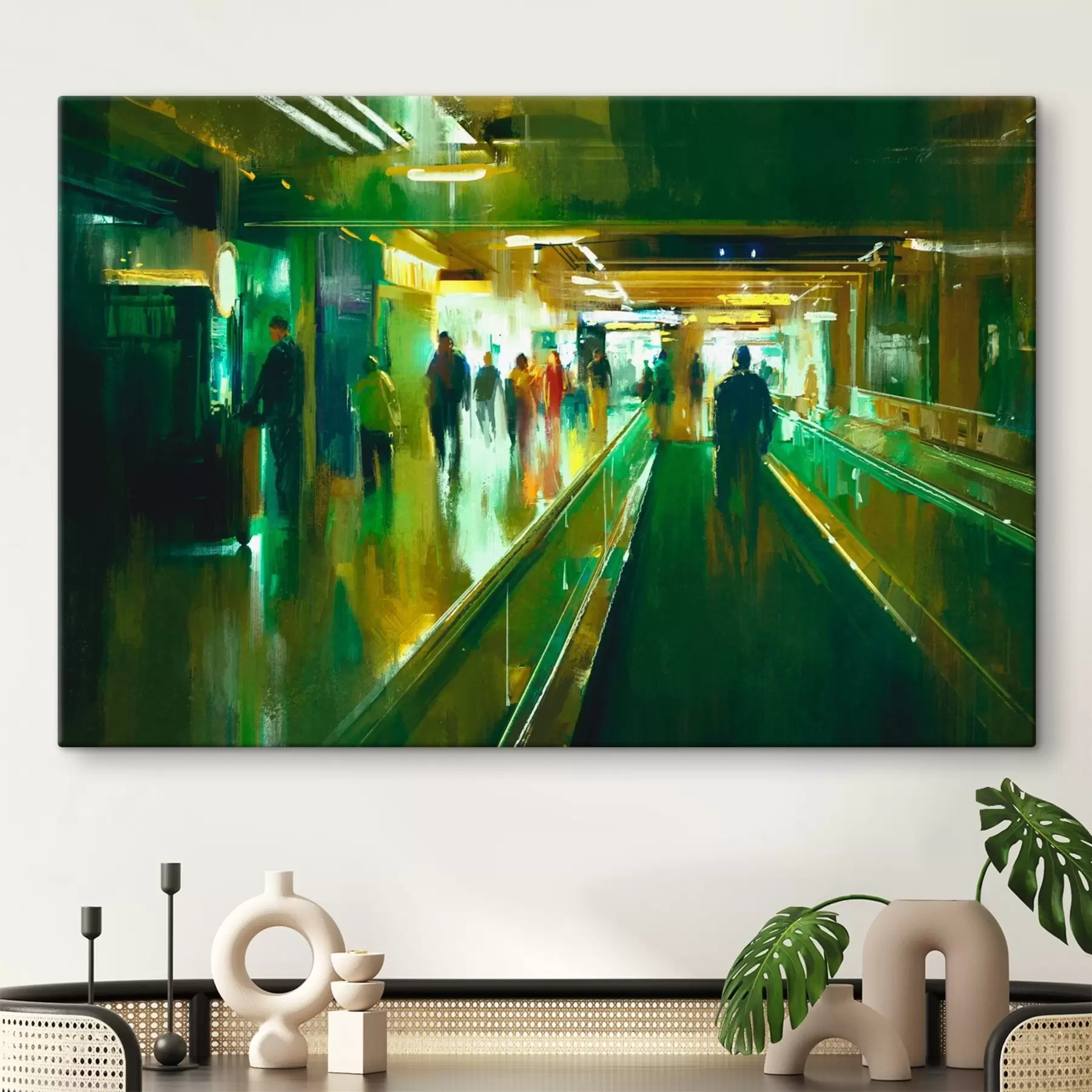 Pilt Rühm inimesi, kes kõnnivad eskalaatoril s37103