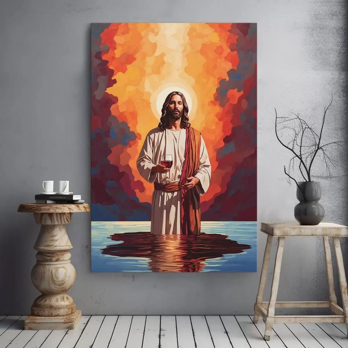 Pilt Maal, kus mees hoiab käes klaasi veini s38125