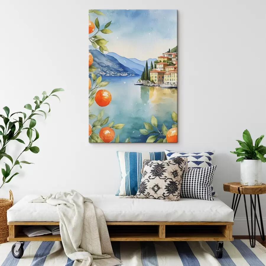 Pilt Akvarell linnast veekogu ääres s38402