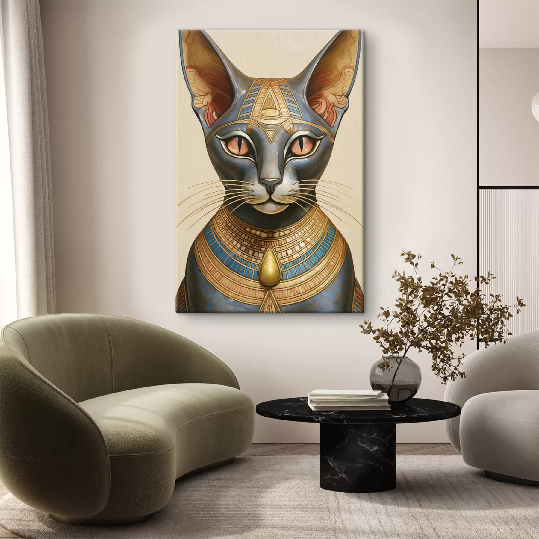 Pilt Majesteetlik Egiptuse kass tseremoniaalse kostüümiga s38724