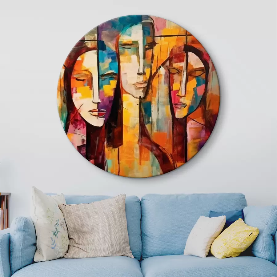 Pilt 3 sürreaalset nägu eredates oranžides toonides r33845