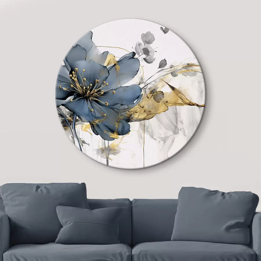 Pilt Sinine läbipaistev õrn lill koos värvipritsmetega r35527