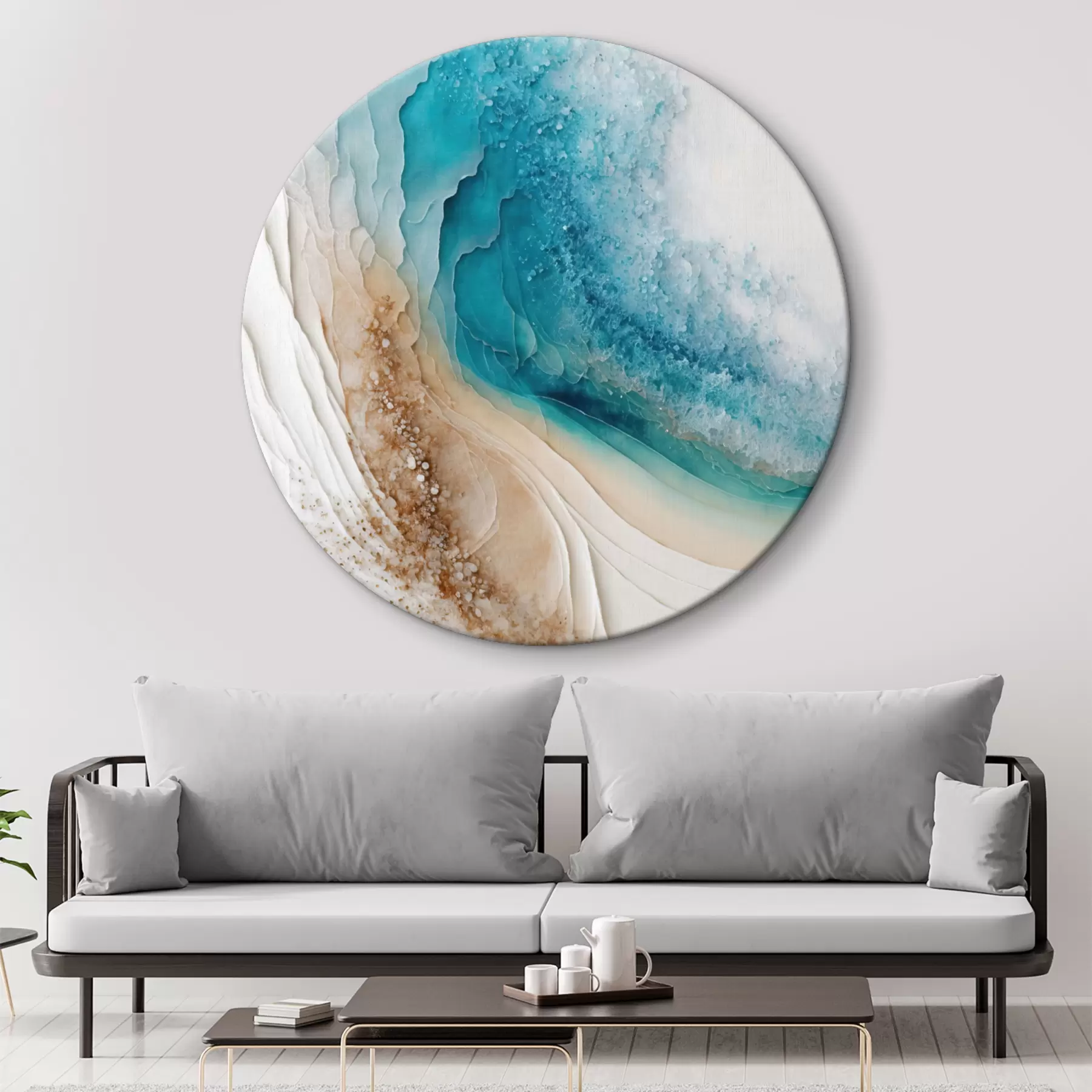 Pilt Türkiissinine ja valge vedeliku kunst r36029