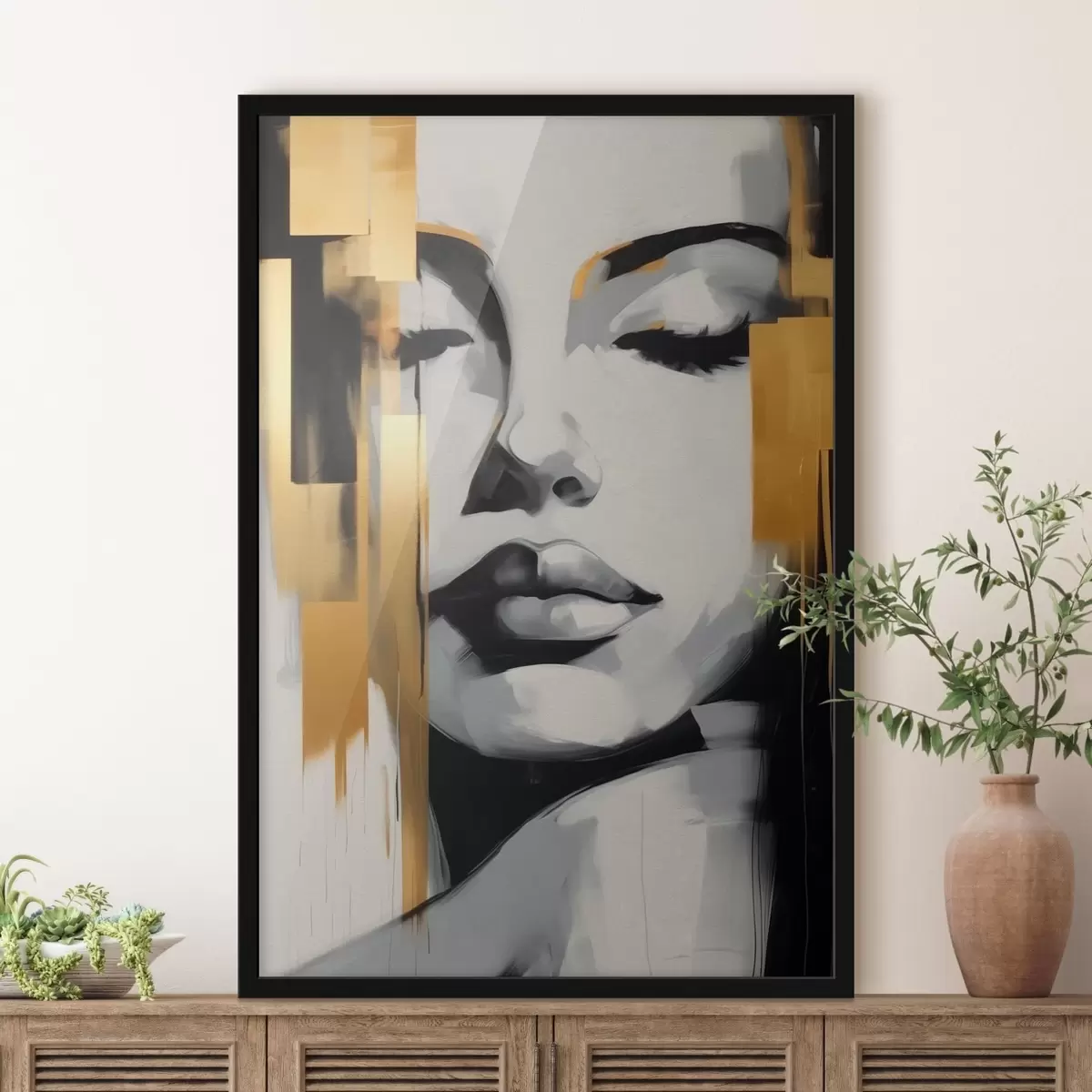 Plakat Tüdruku nägu abstraktsioon kaasaegses stiilis f41328