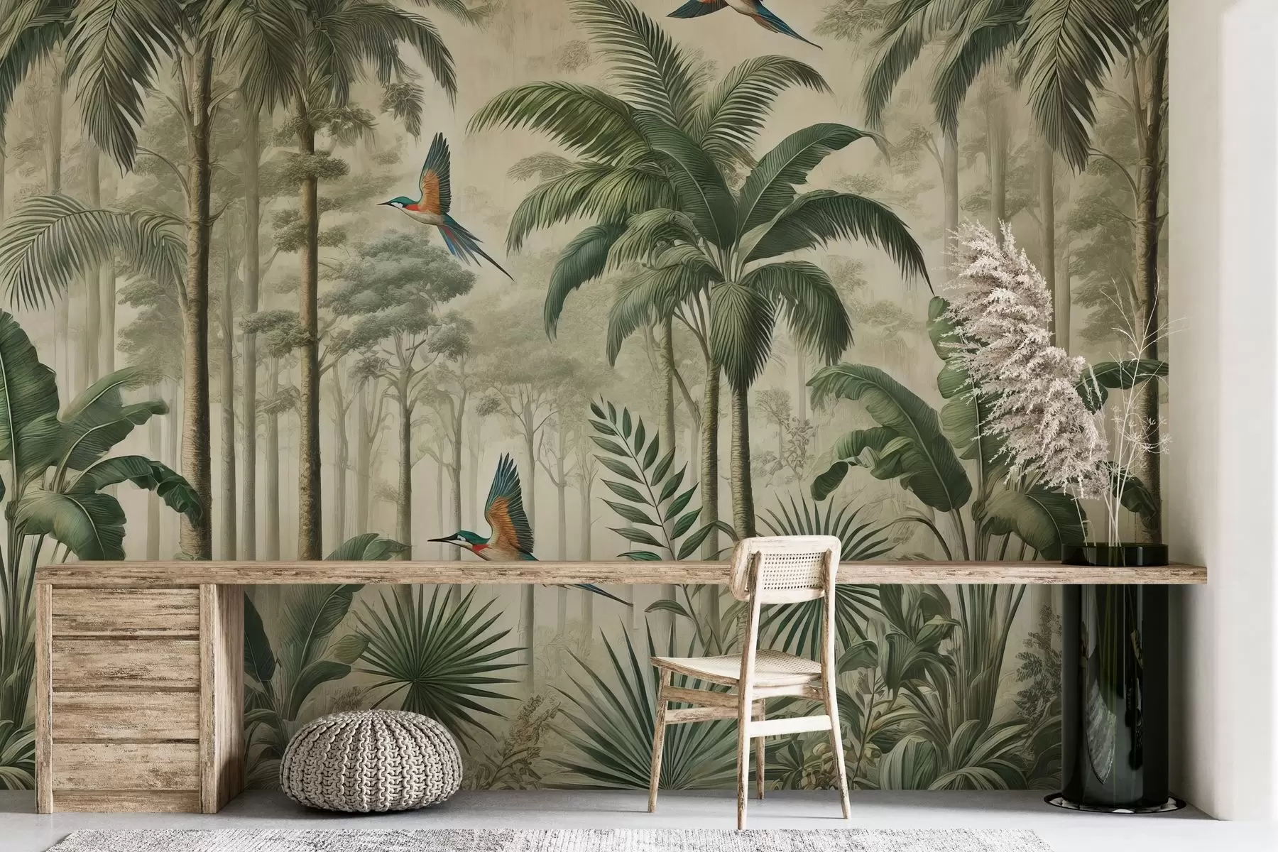 Fototapeedid Panoraam troopilise maastiku ja lindudega w01957