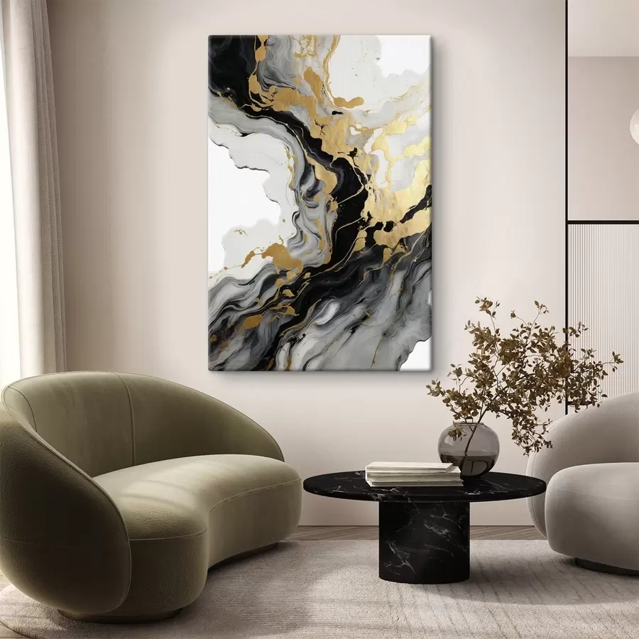 Pilt Abstraktne akvarellmaal mustade ja kollaste värvidega s41290