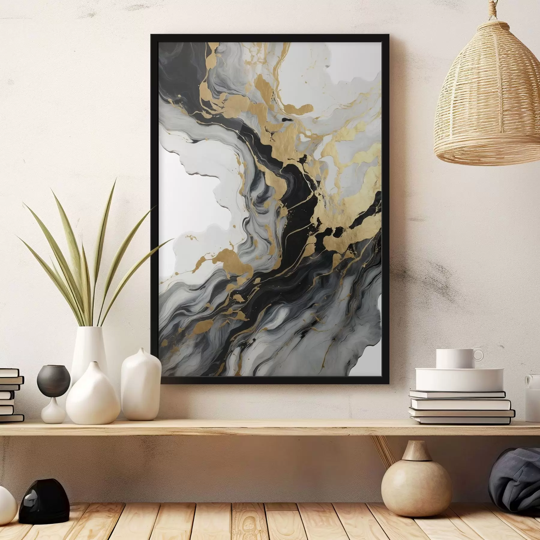 Fototapeedid Abstraktne akvarellmaal mustade ja kollaste värvidega f41290