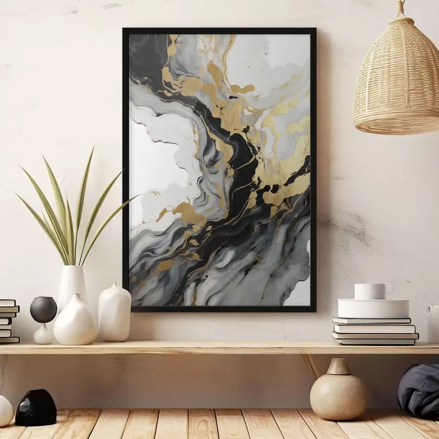 Fototapeedid Abstraktne akvarellmaal mustade ja kollaste värvidega f41290