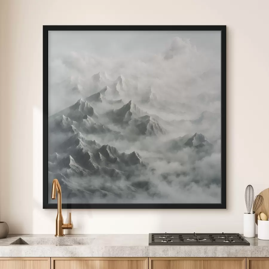 Fototapeedid Lumised mäed udus f41301