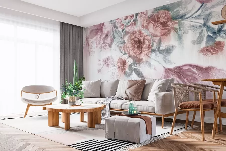 Fototapeedid Õrn pastelne lillekokkuleppe kujundus w00389