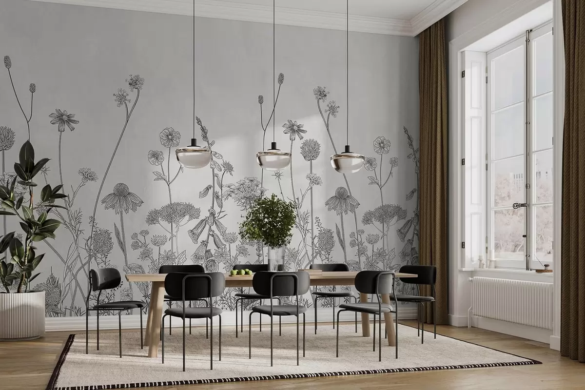 Fototapeedid Elegantsed lilled ühevärvilise disainiga w00518v1