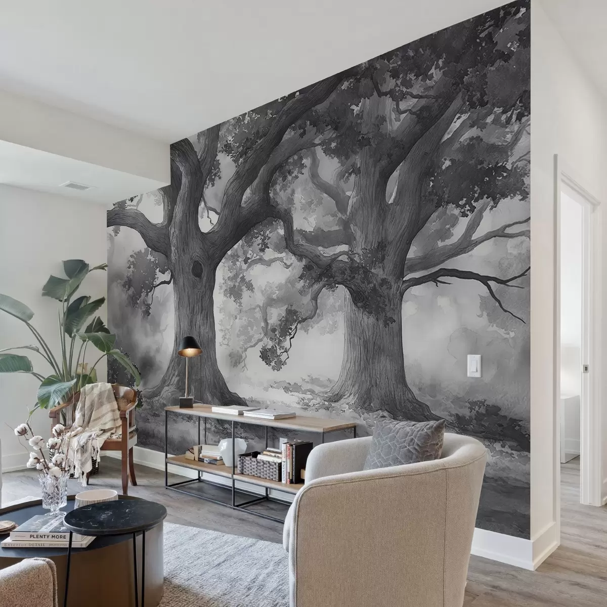 Fototapeedid Majesteetlikud puud rahulikul maastikul w01182