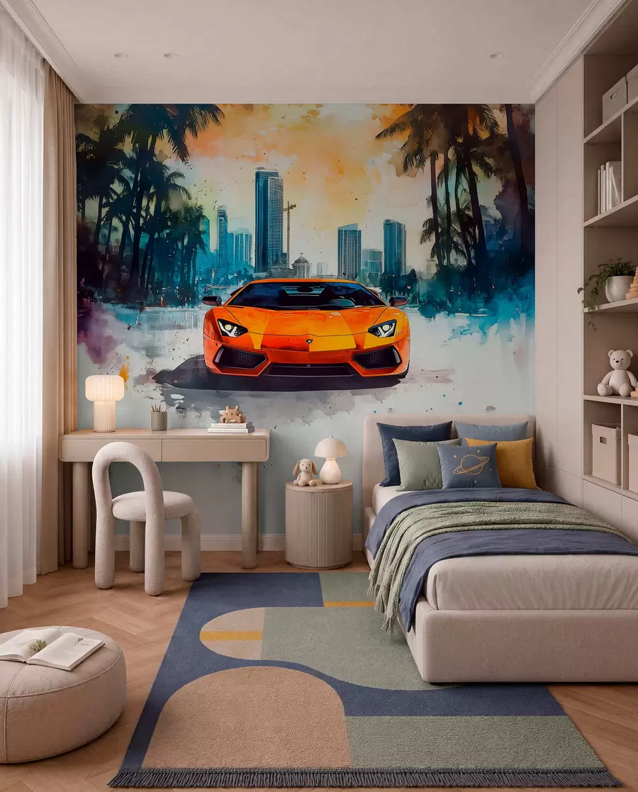 Fototapeedid Maalitud oranž sportauto w01964