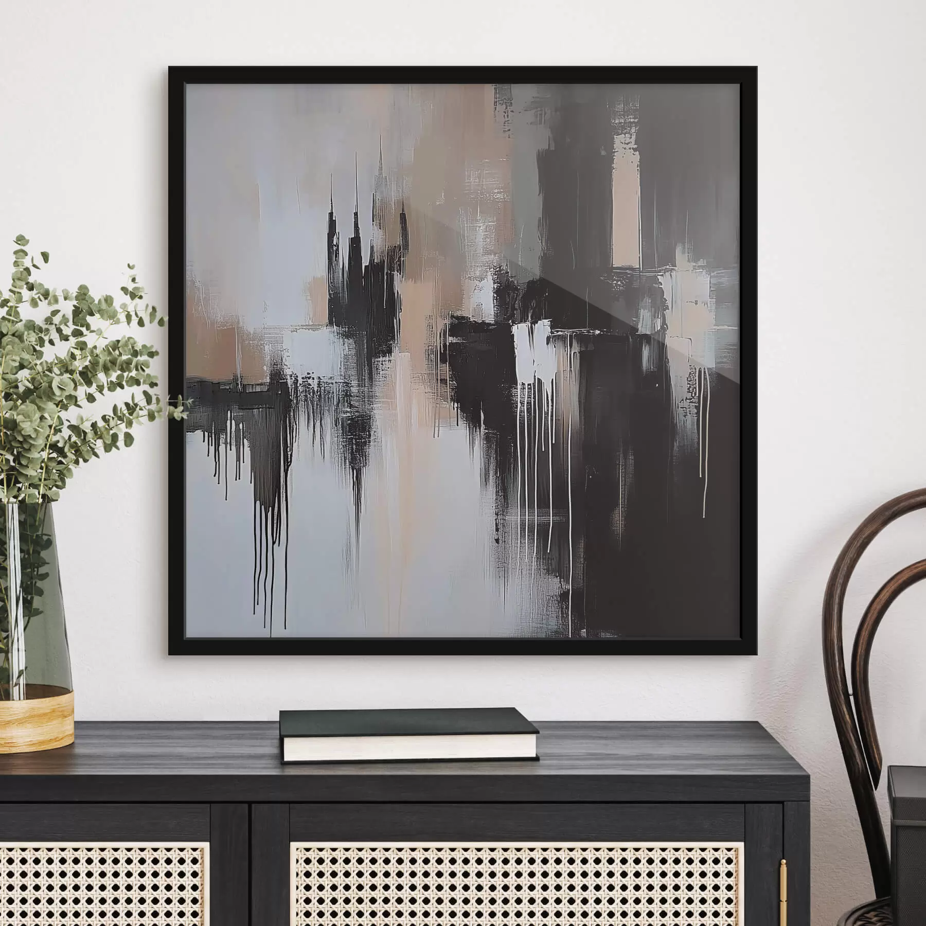 Fototapeedid Abstraktsioon mustades ja beežides toonides f40794