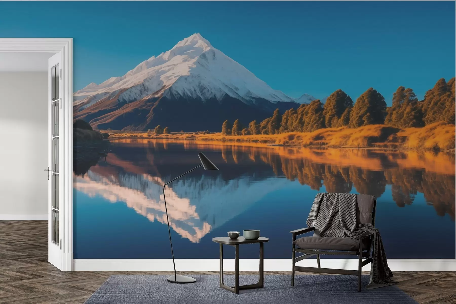 Fototapeedid Mägimaastik koos metsa ja jõega w02074