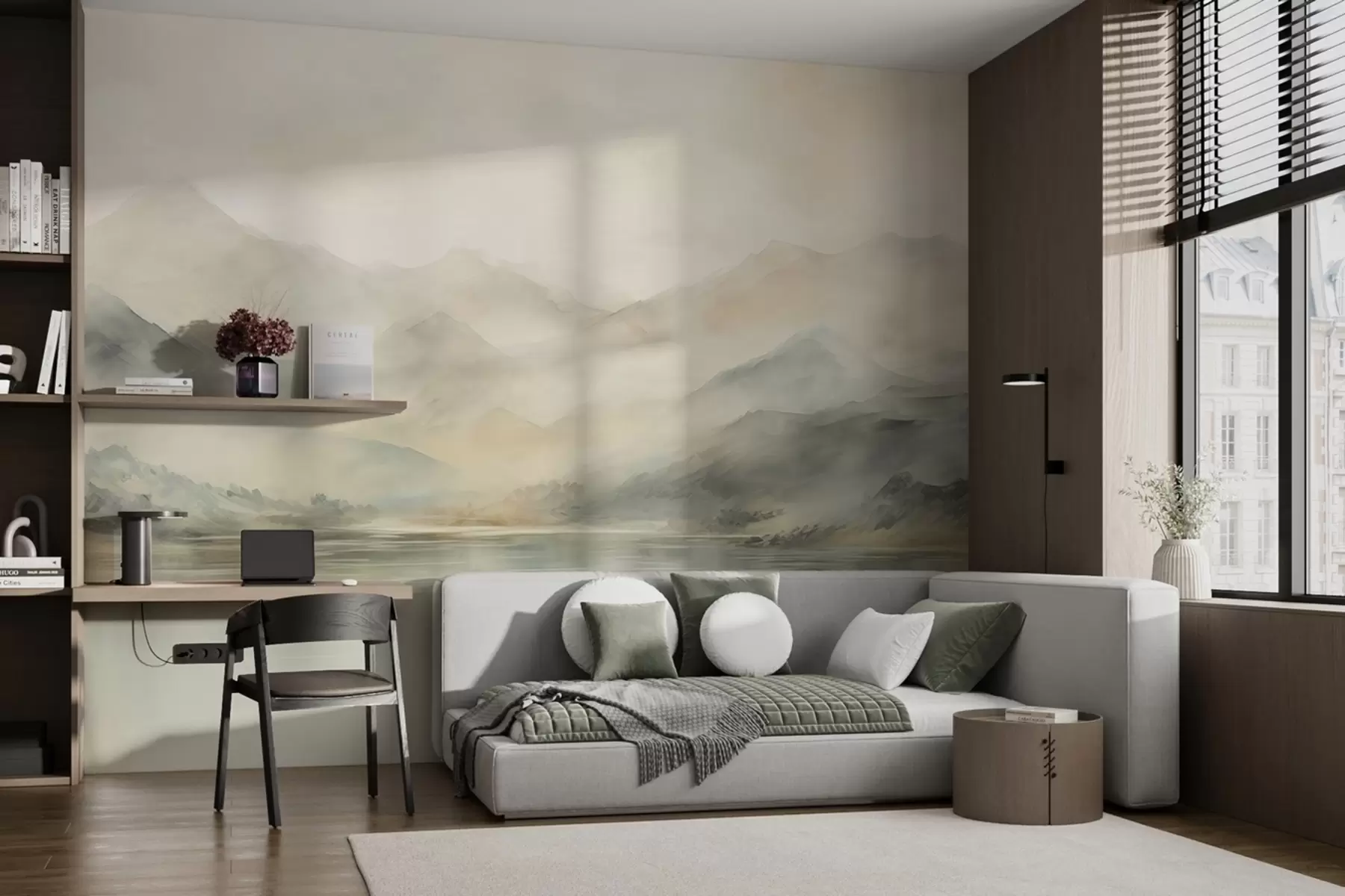 Fototapeedid Maalitud akvarellmaastik mägedes w02115