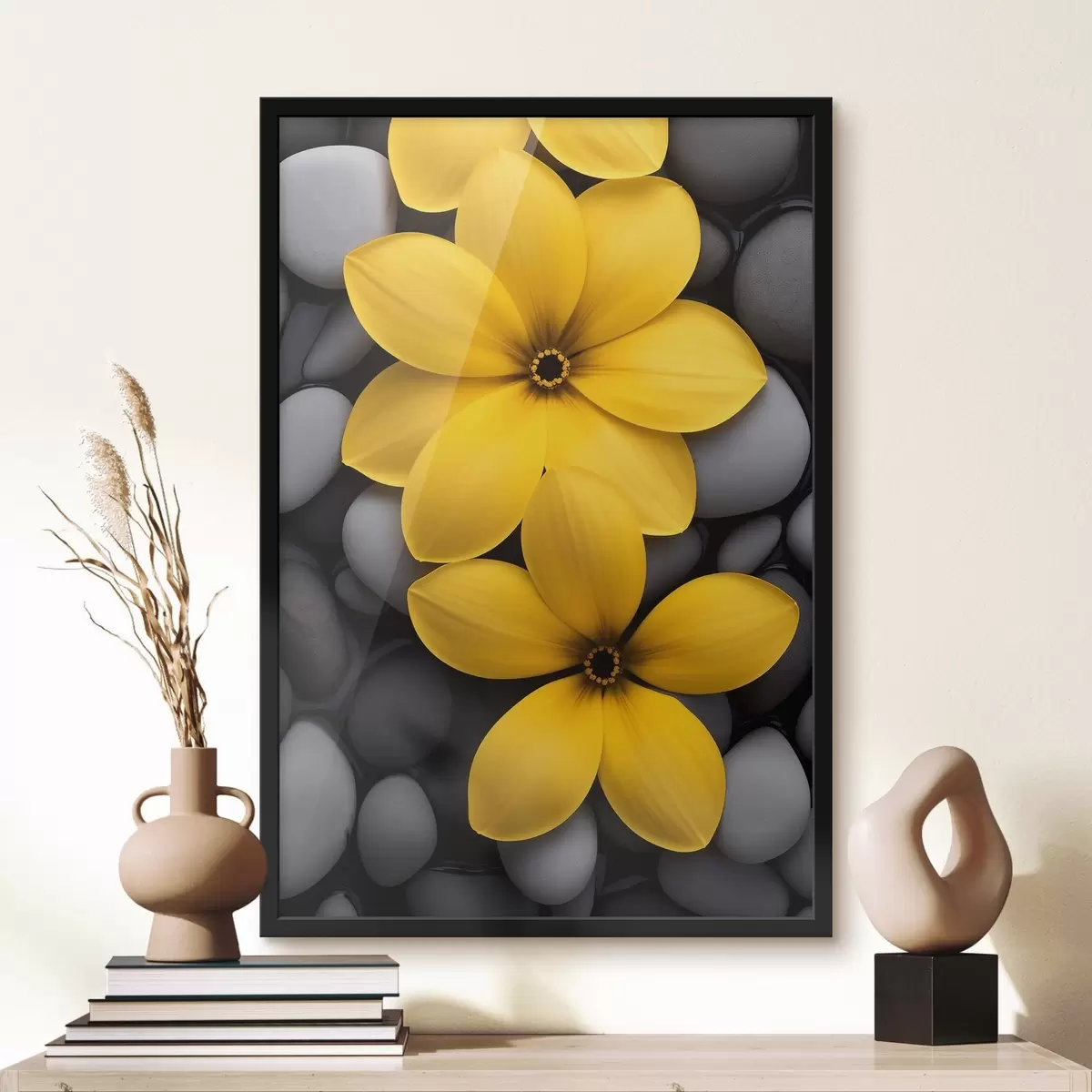 Plakat Kollased lilled kivil f41547