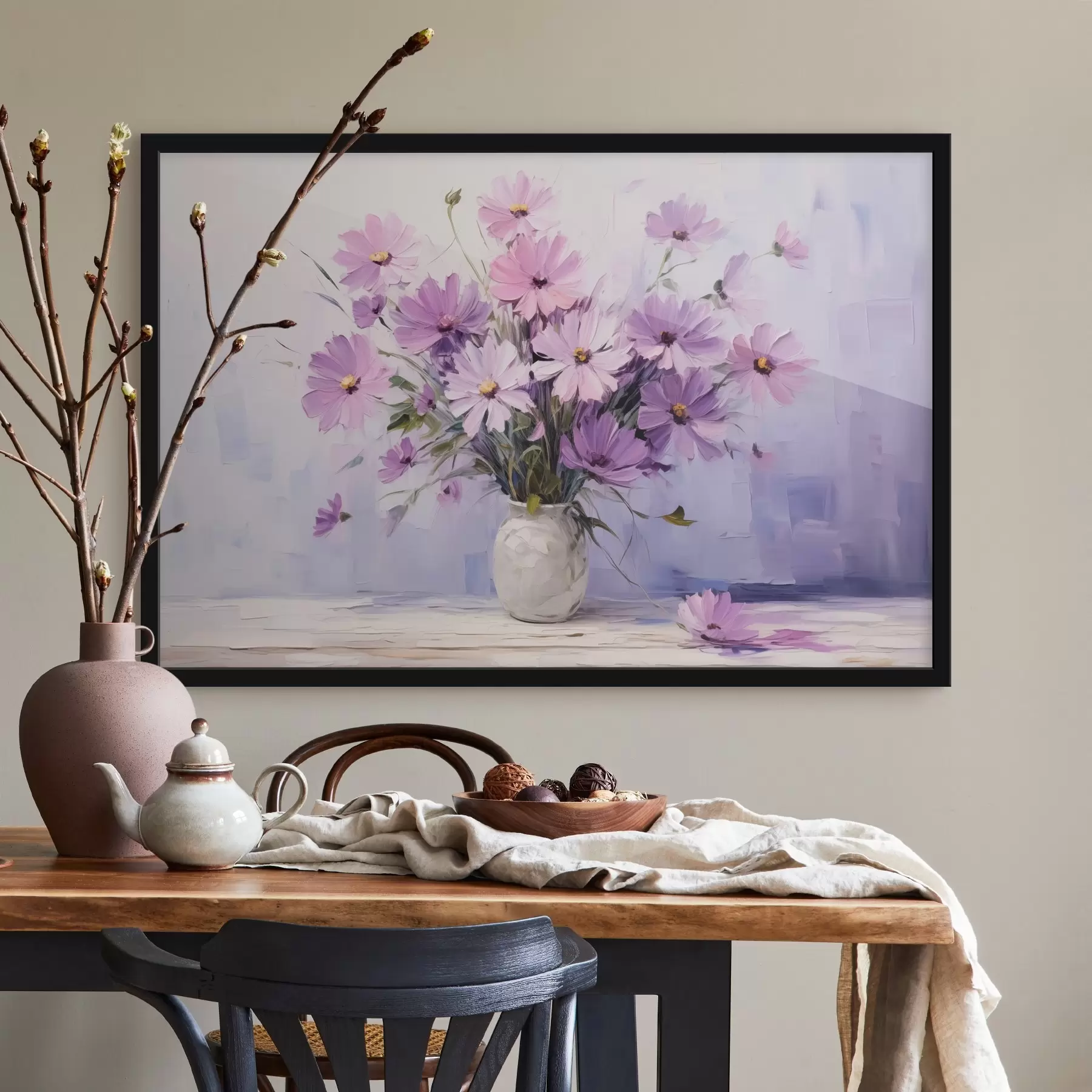 Fototapeedid Õrnad lillad lillad lilled vaasis f41475