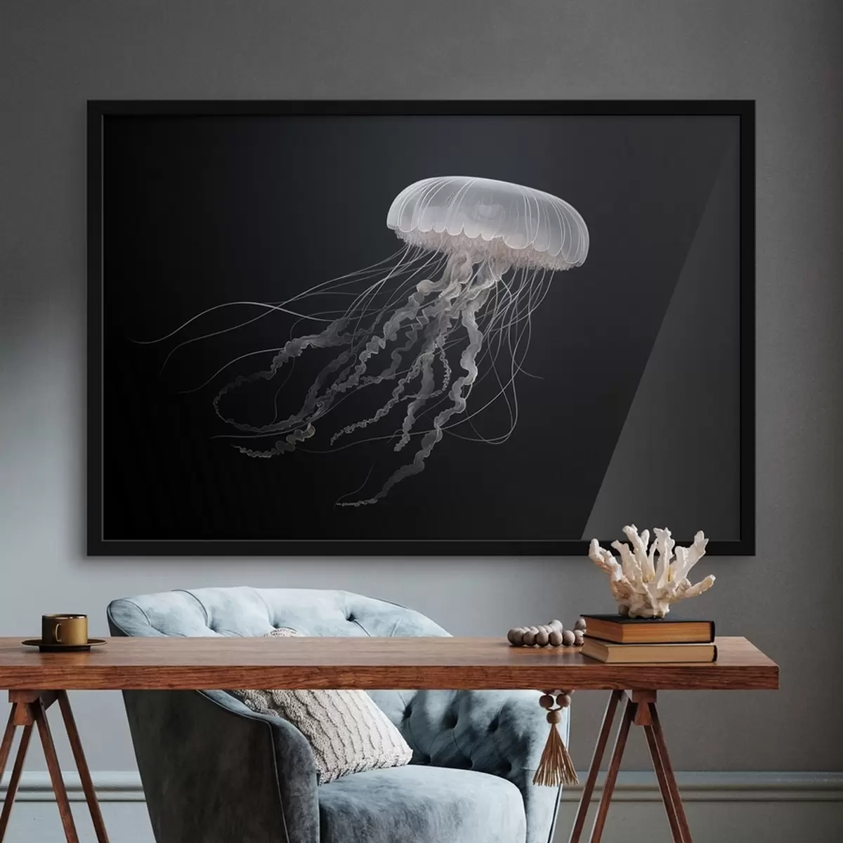 Plakat Maagiline meduus tumedal taustal f41606