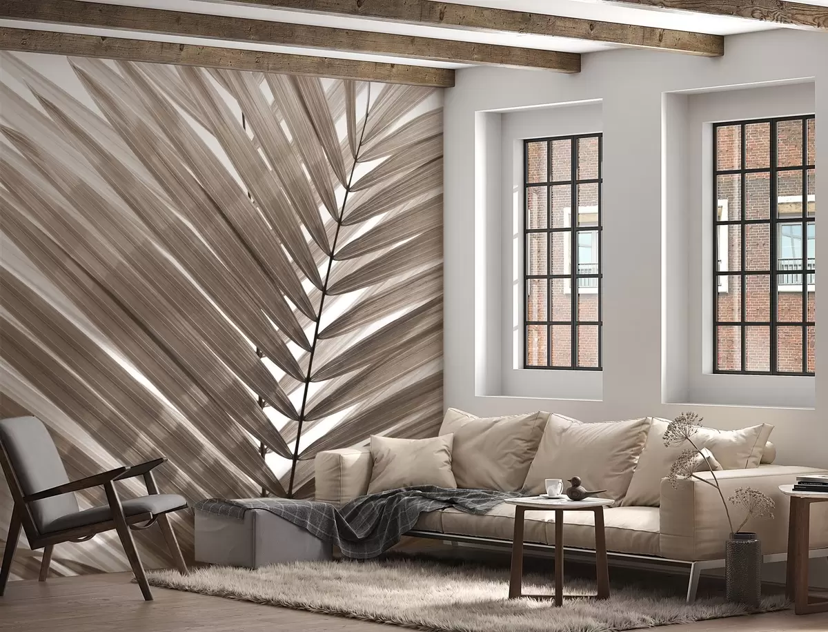 Fototapeedid Elegantne palmilehtede pehme seepia u97550v1