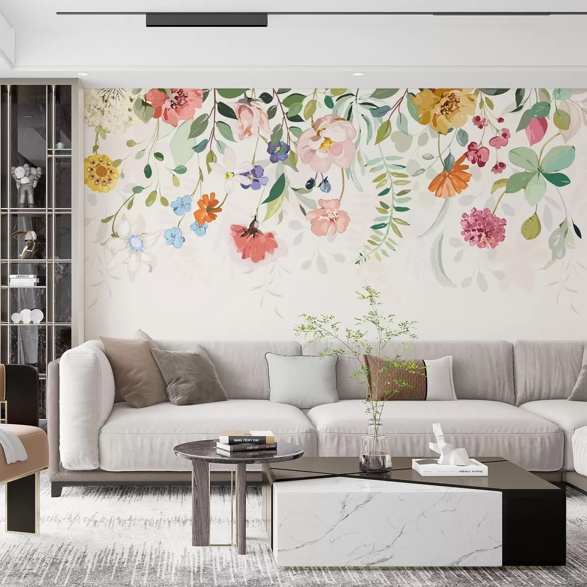 Fototapeedid heledad värvilised lilled ja lehed peal w02201