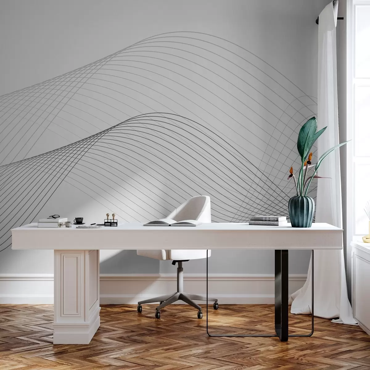 Fototapeedid Elegantsed lained ühevärvilise disainiga w00893