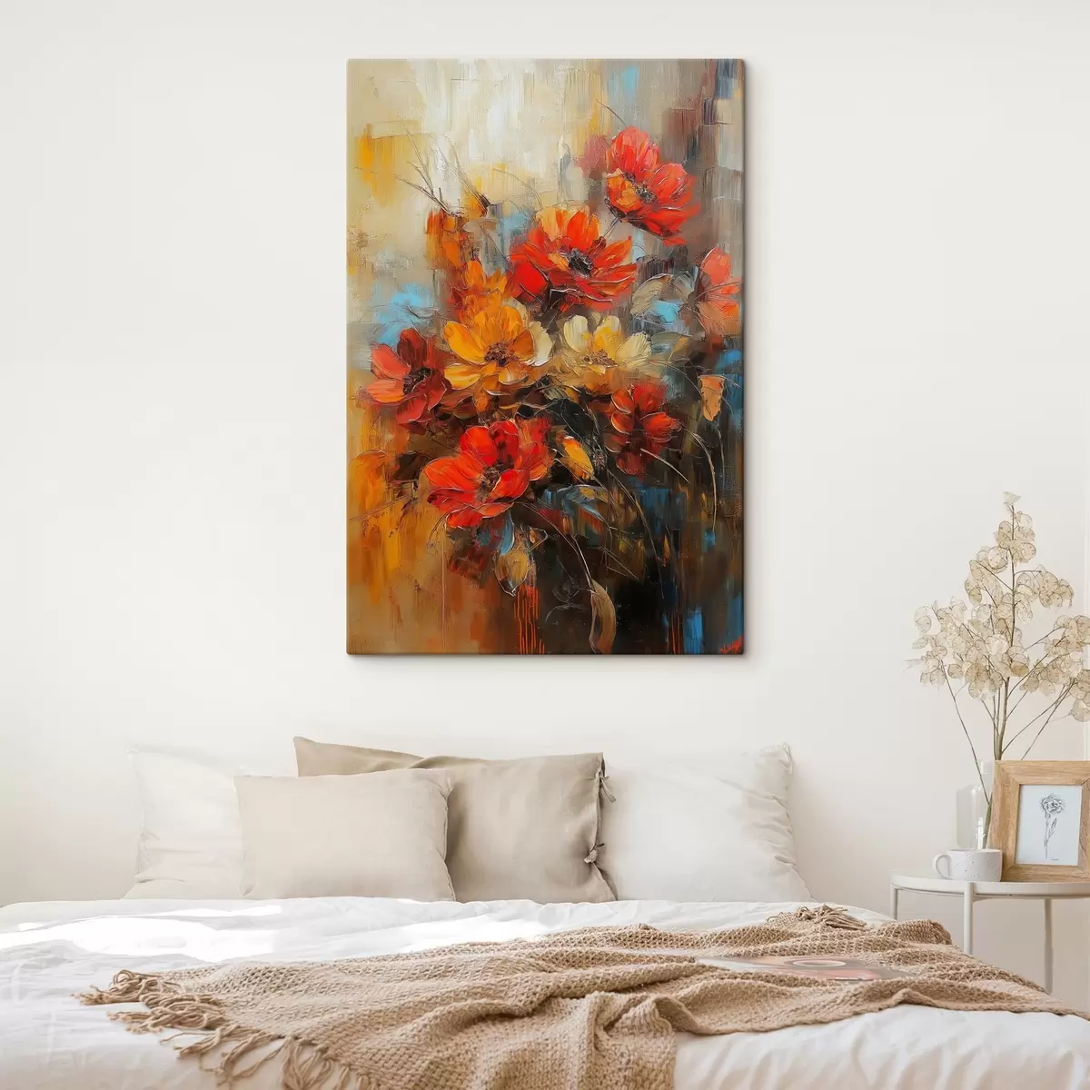 Pilt punased lilled õlivärvidega s41625