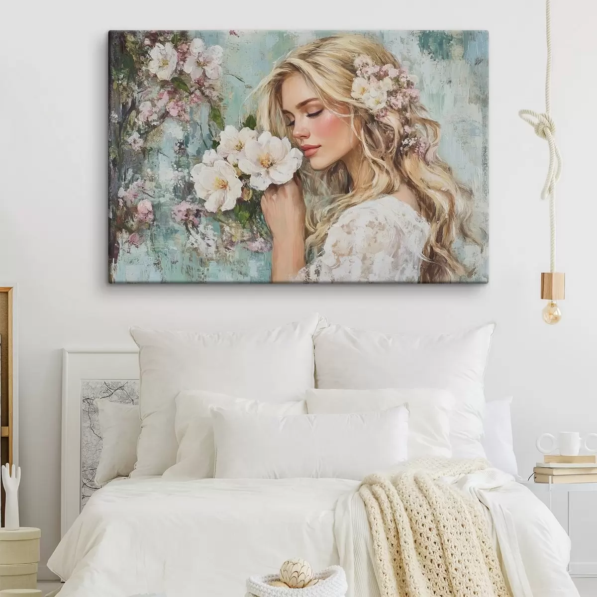 Pilt tüdruk lillede lähedal õlivärvidega s41632