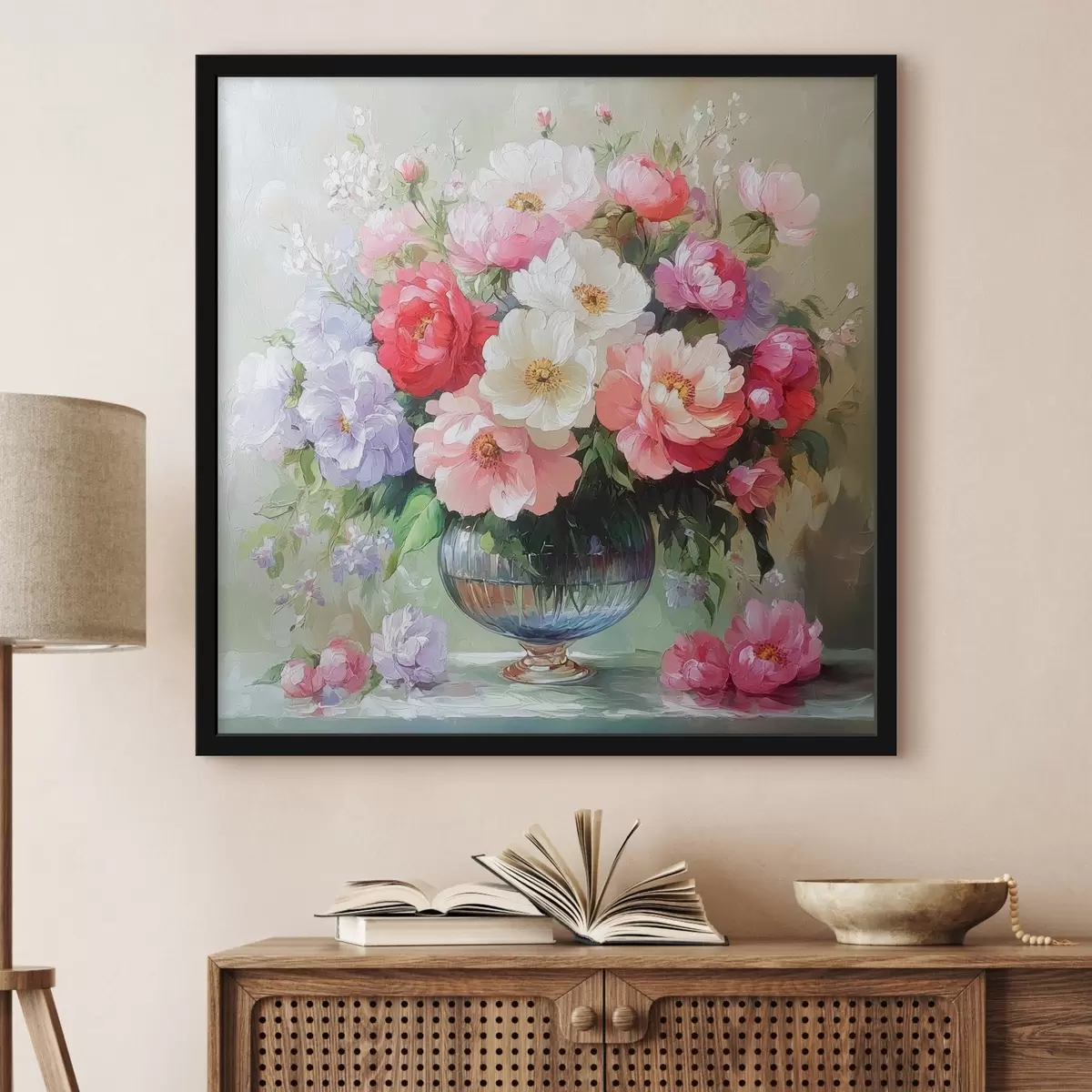 Plakat õrnade lillede kimp vaasis f41635