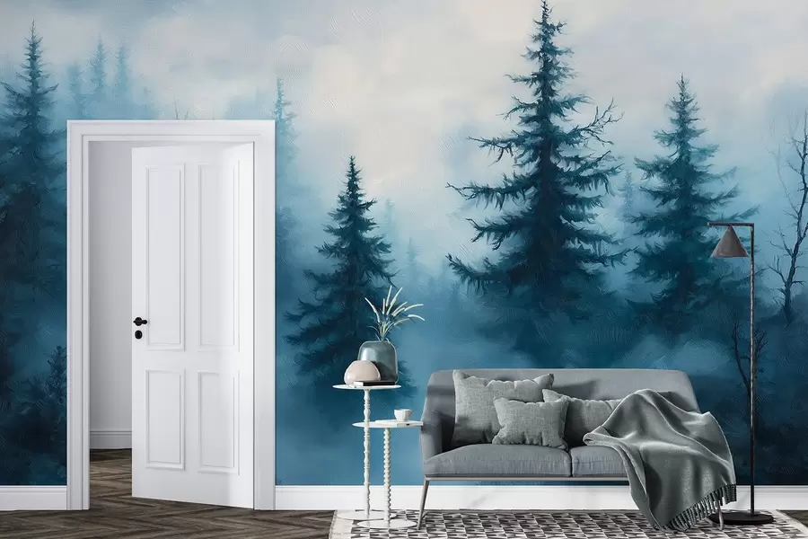 Fototapeedid Tumesinine mets, õlimaal, pintslitõmbed, loodus w02153