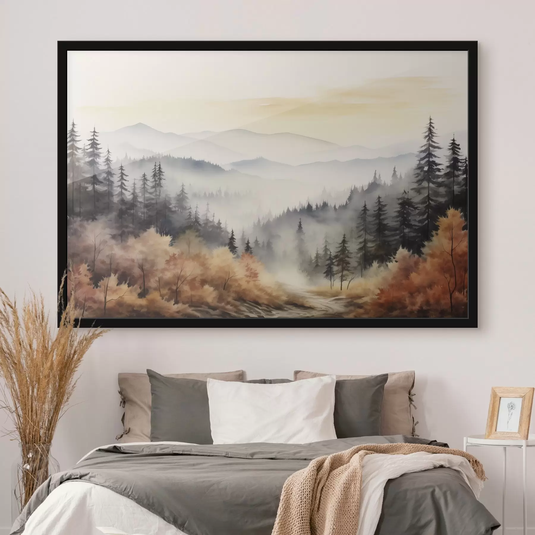 Fototapeedid Ilusad udused mäed, sügisene mets, akvarell f41646