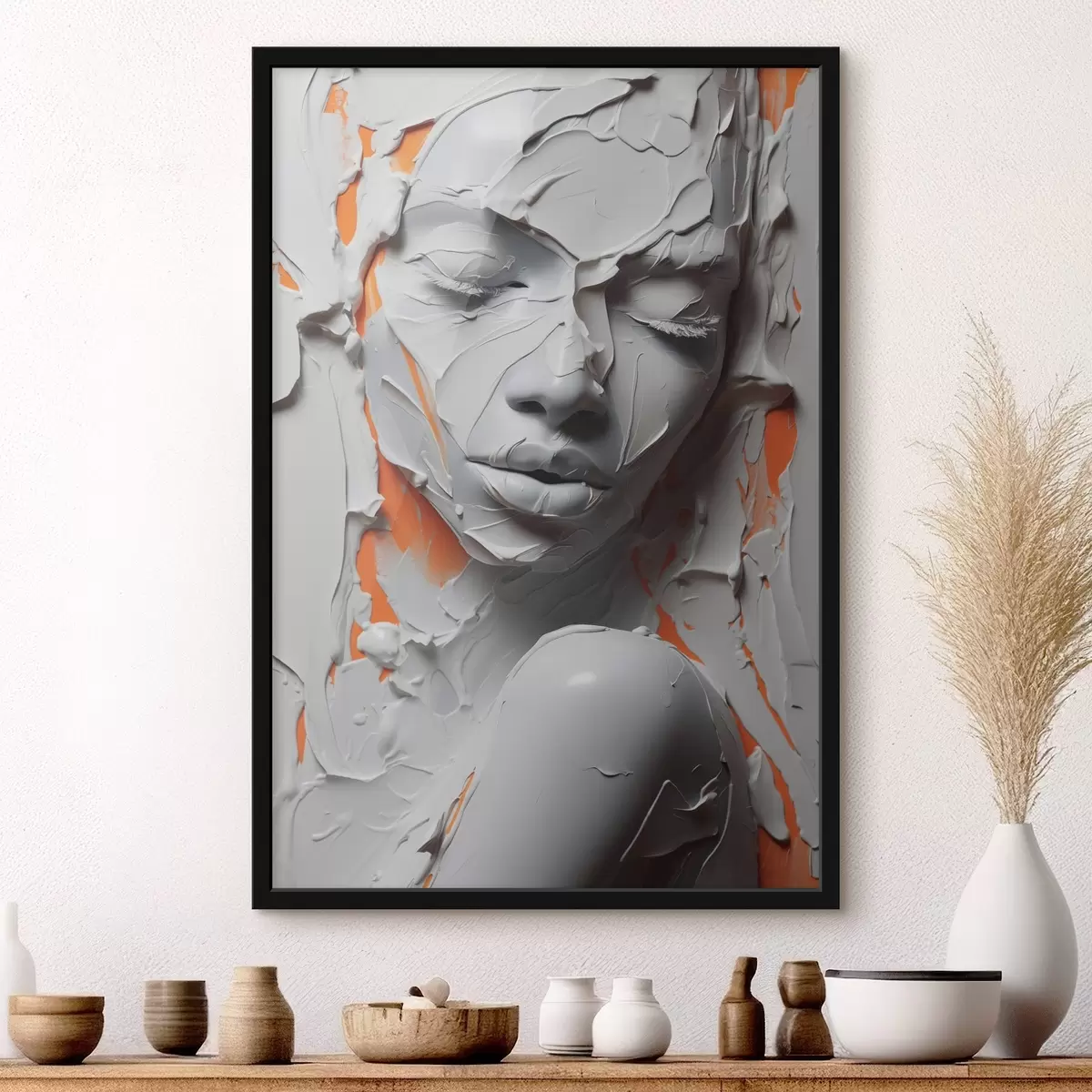 Plakat Tüdruku portree valge värvi imitatsiooni löökide portree f41657