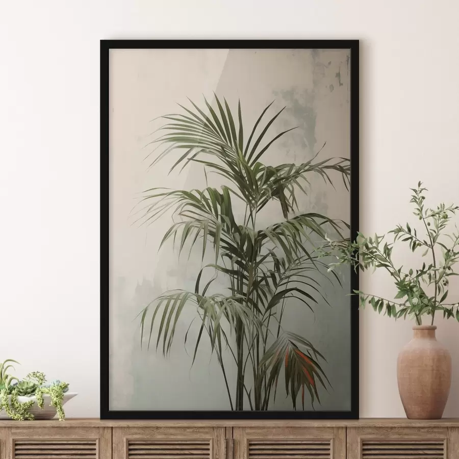 Fototapeedid Palmioksad vastu räsitud seina f41660