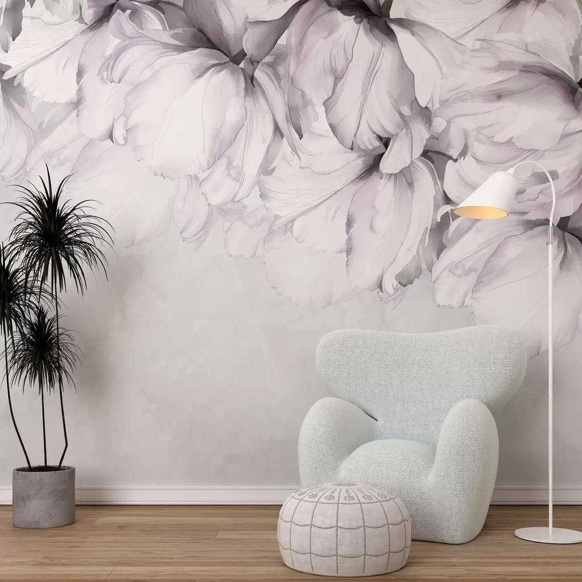 Fototapeedid Heleroosad õrnad lilled hallil taustal w02280
