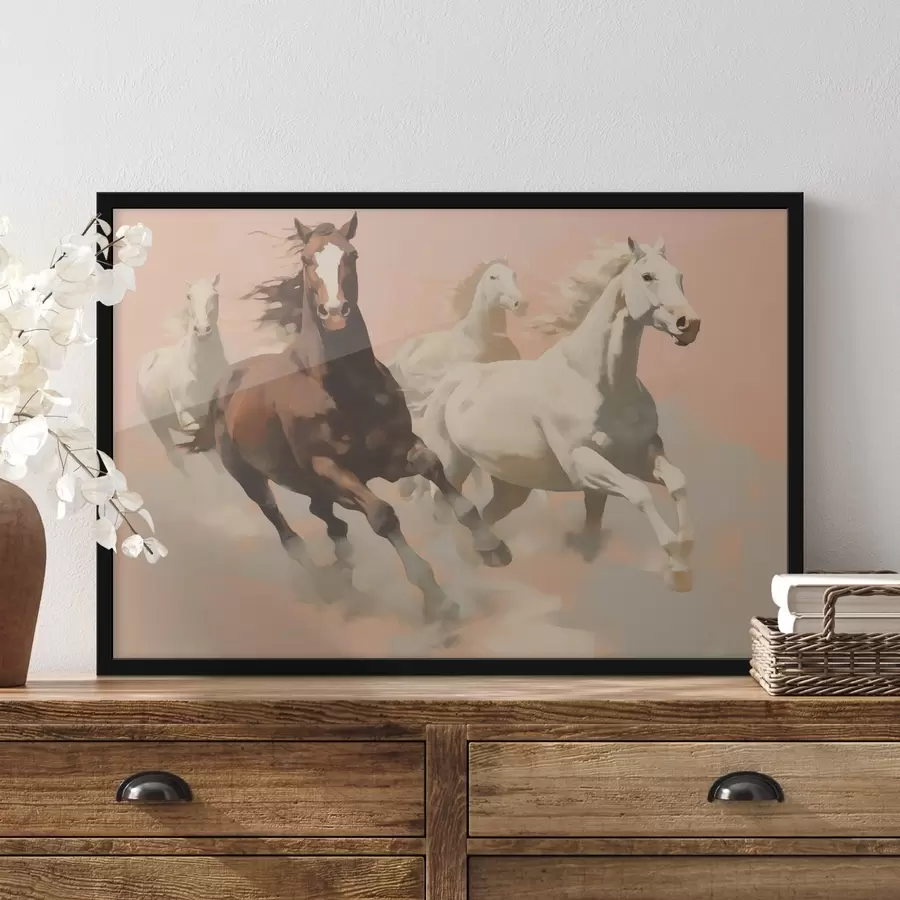 Fototapeedid Hobuste galoppimine imitatsioon maali f41703