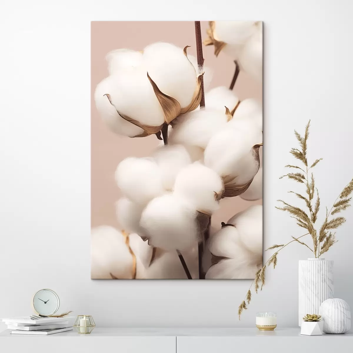 Pilt Puuvillased lilled beežil taustal s41706