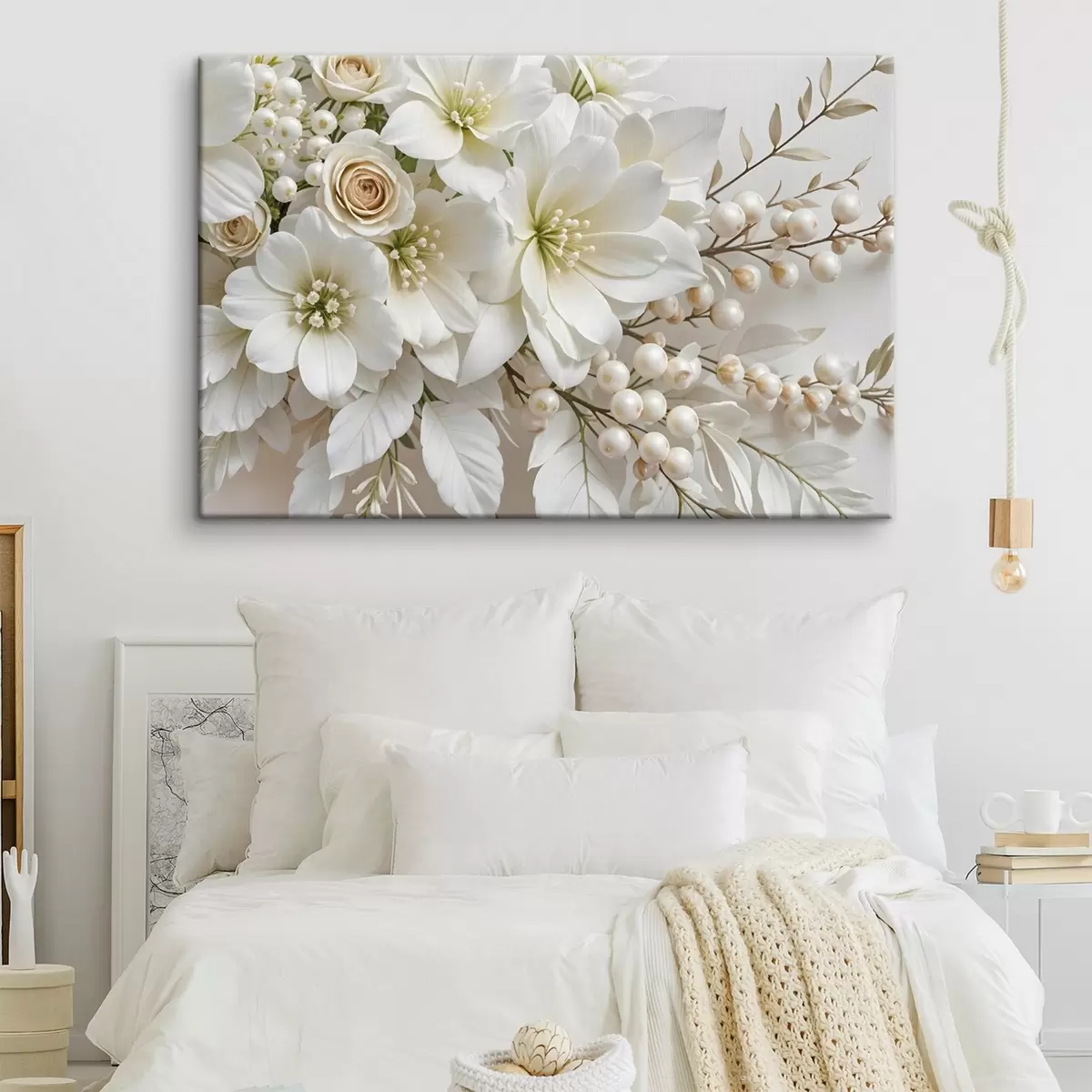 Pilt Õrnad valged lilled, sealhulgas lilled, roosid ja muud pehmete, sametiste kroonlehtedega õied  s41722