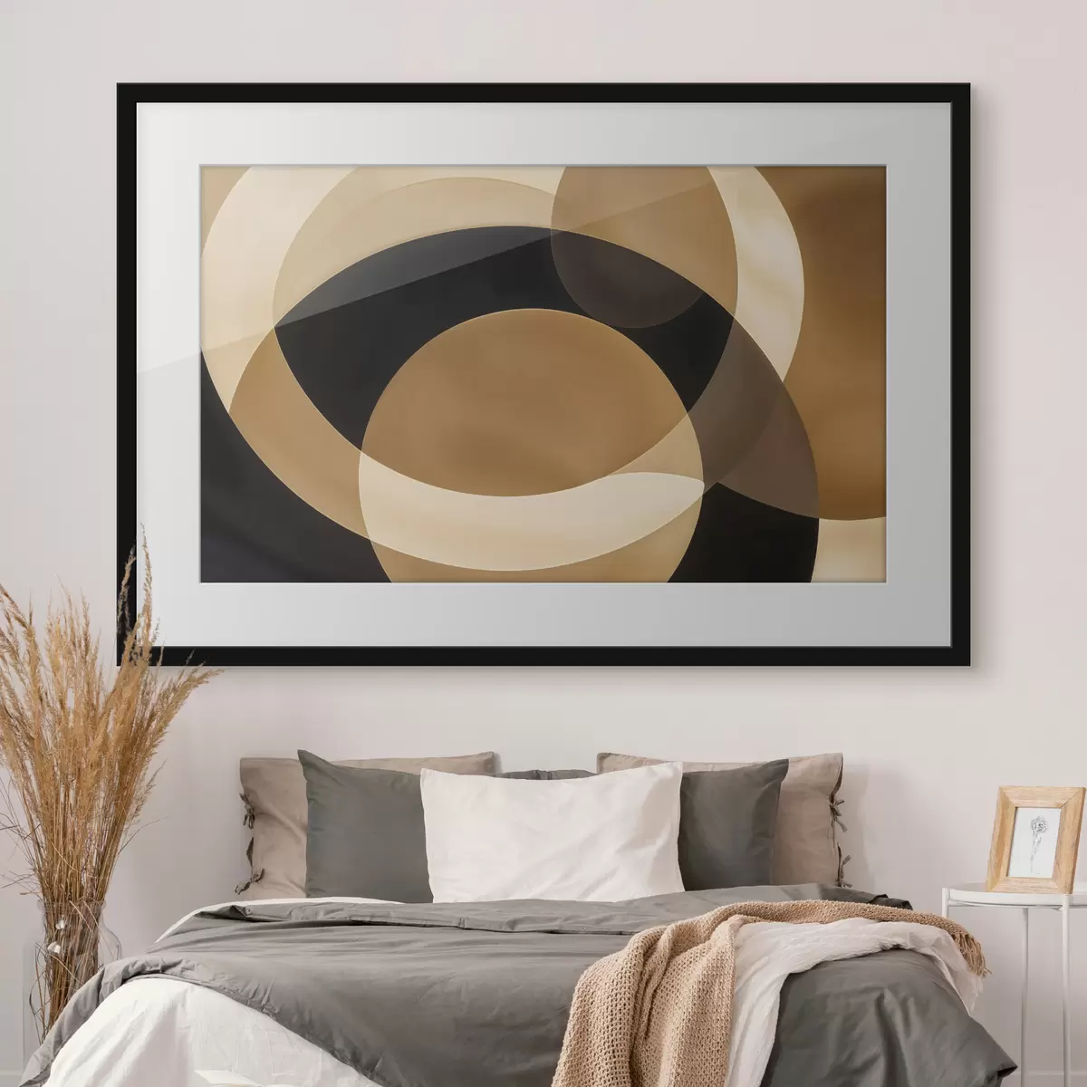 Plakat Geomeetrilised kujundid pruuni, beeži ja musta toonides, mis loovad abstraktse, minimalistliku kompositsiooni f41741