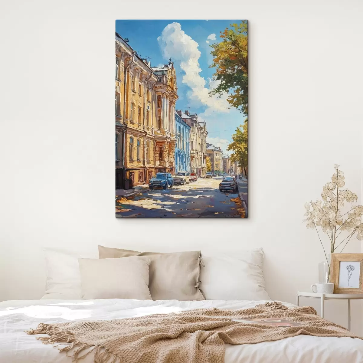 Pilt Linnatänav päikesepaistelisel päeval, õlivärvi stiilis s41751