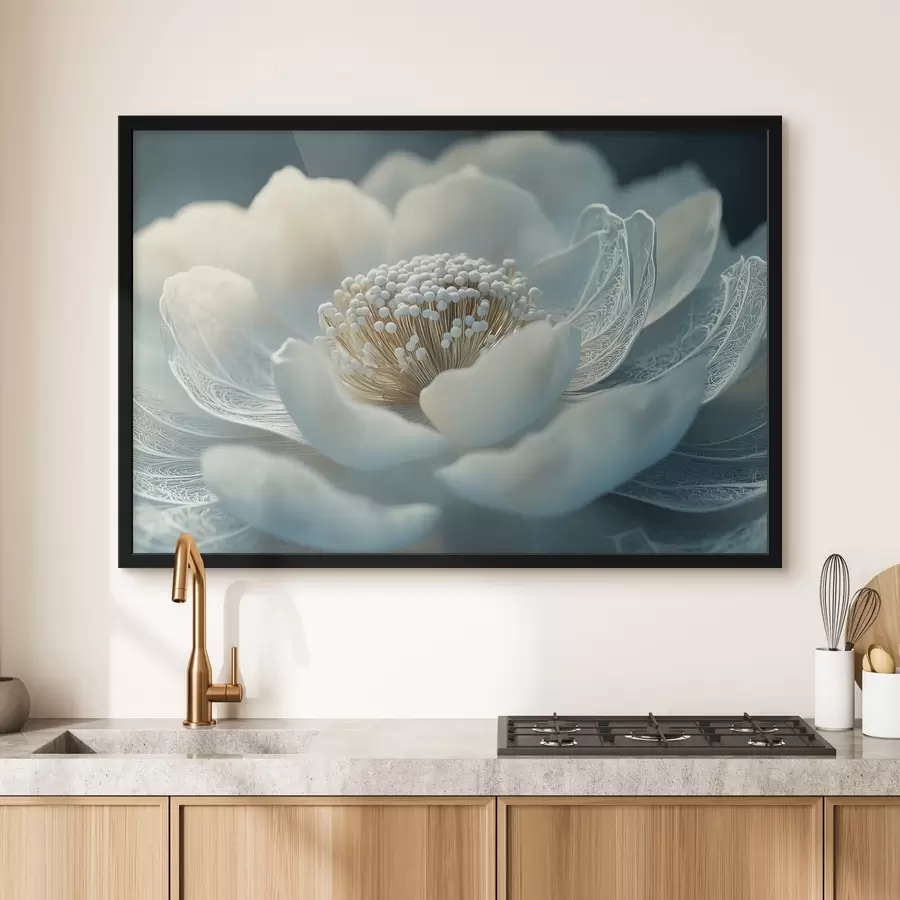 Fototapeedid Valge õhuline lill, mille kroonlehtedel on mustrid f41838