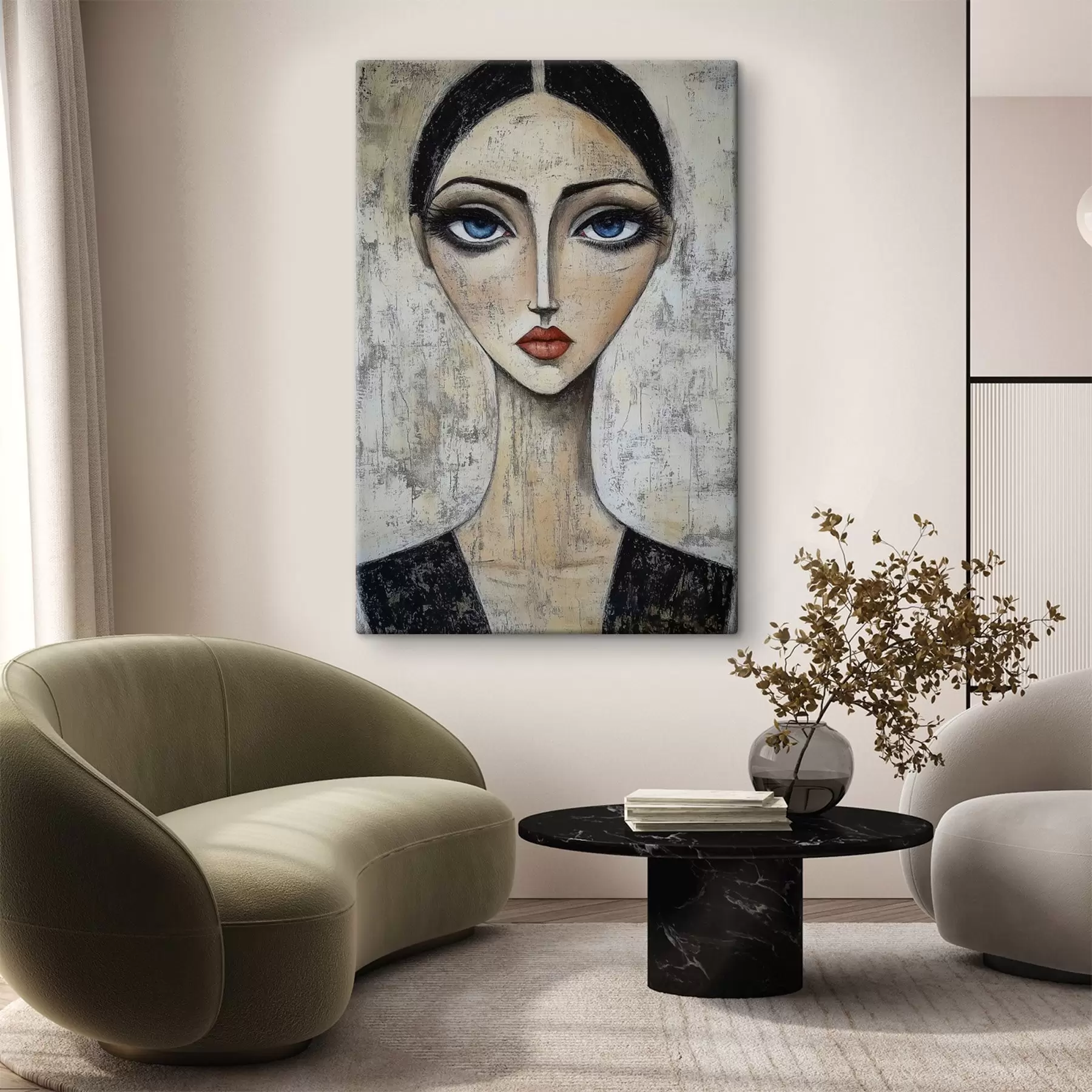 Fototapeedid Väljendavate silmadega naise portree stiliseeritud tehnikas s41811