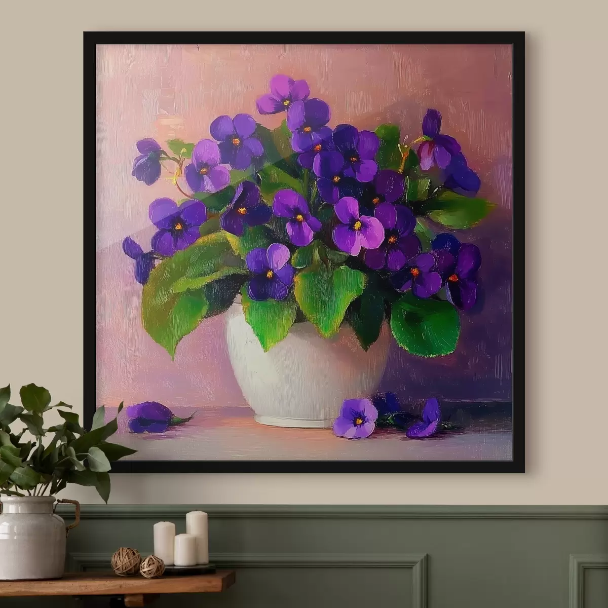 Plakat Lillad violetid valges potis f41823