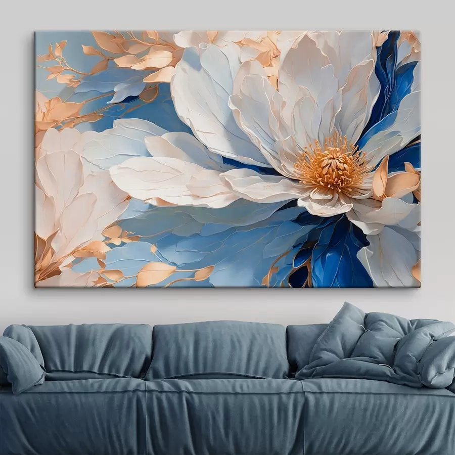 Fototapeedid Lähivõtte valge ja sinise kroonlehega lillest s41512