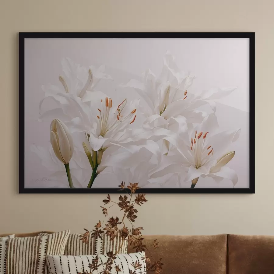 Fototapeedid Valged liiliad valgel taustal f41513