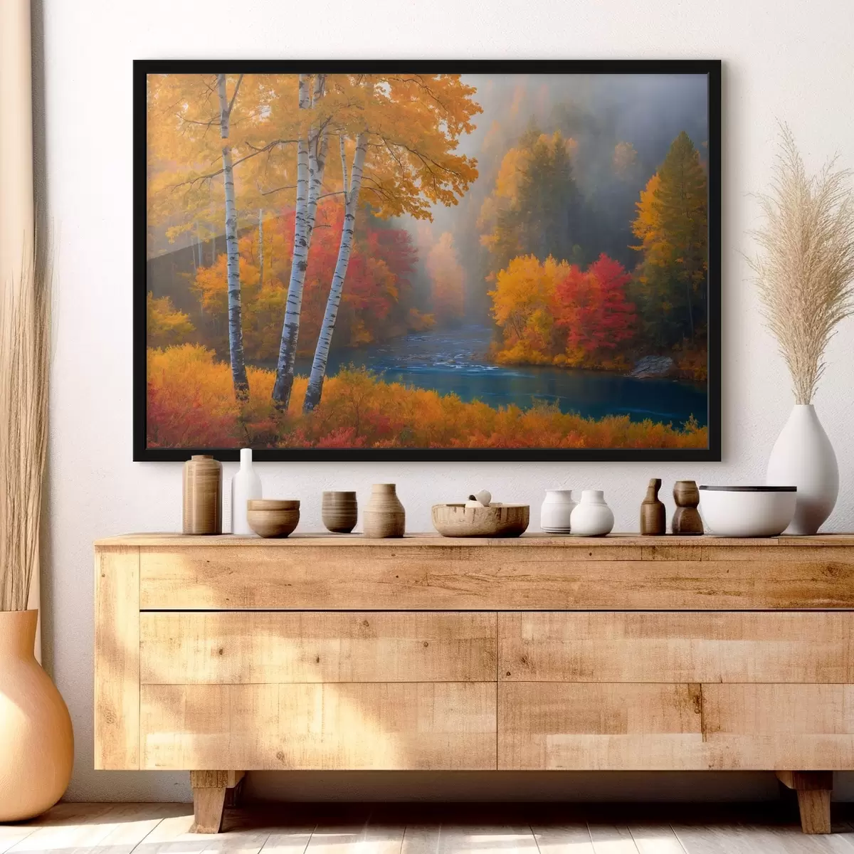 Plakat Jõgi sügiseses metsas f41592