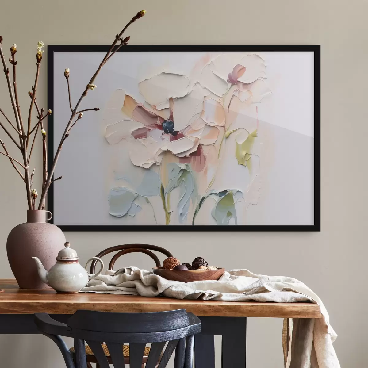 Plakat Abstraktne lilled imitatsiooni värvi lööki koos tekstuuriga taustal f41850