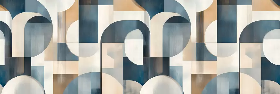 Fototapeedid Geomeetrilise mustriga sinise, beeži ja piimjas toonides art déco tapeet w02346